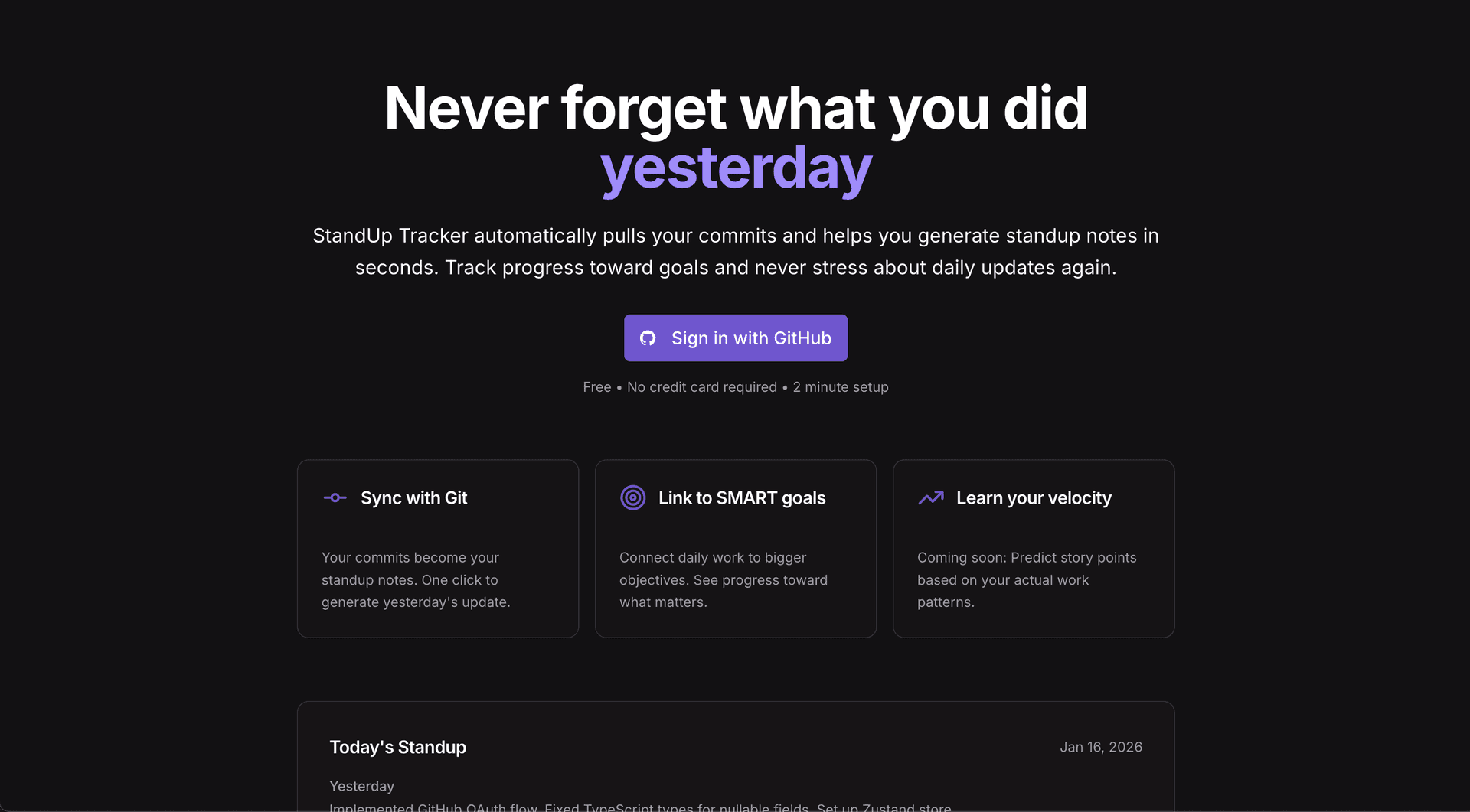 StandUp Tracker screenshot