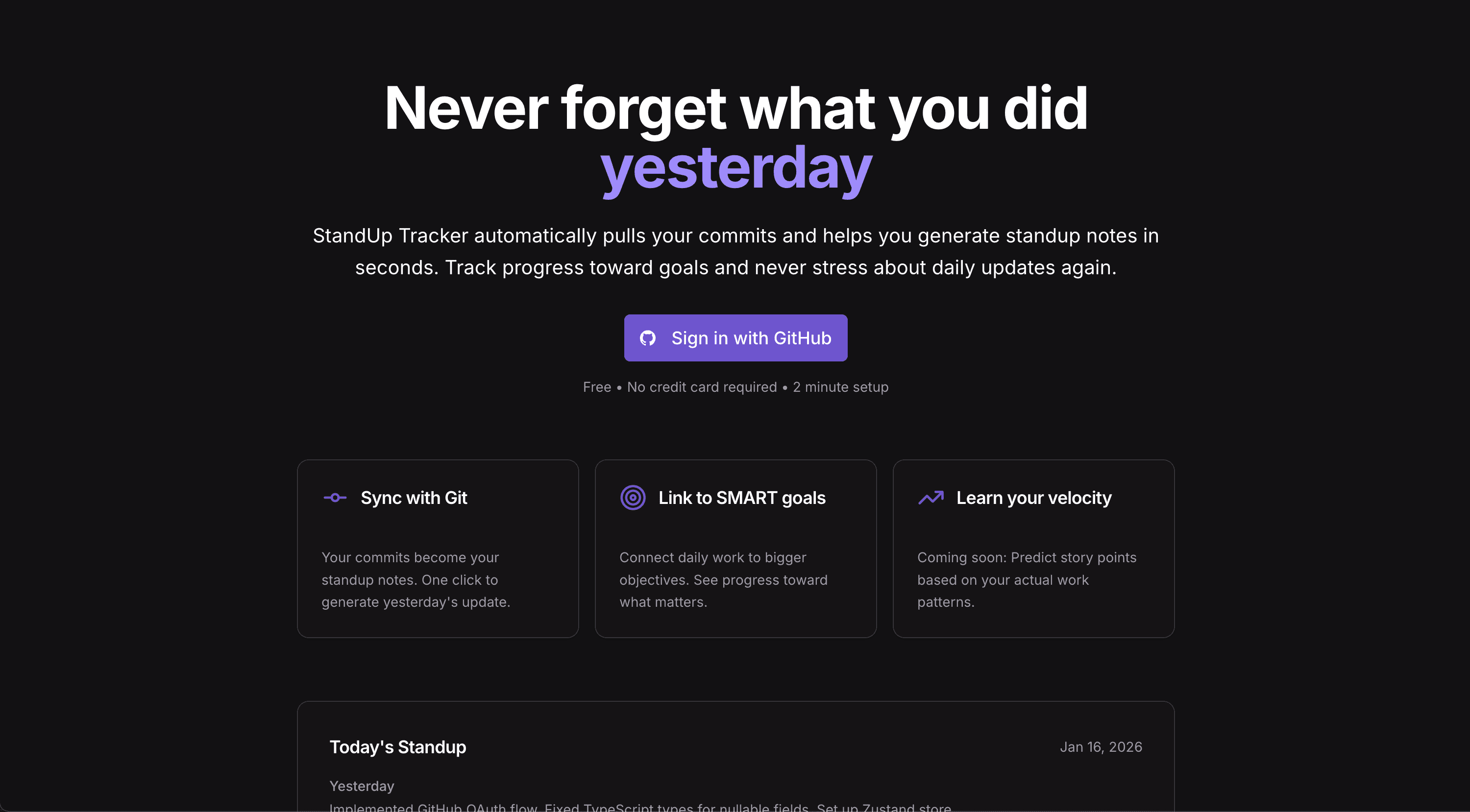 StandUp Tracker screenshot